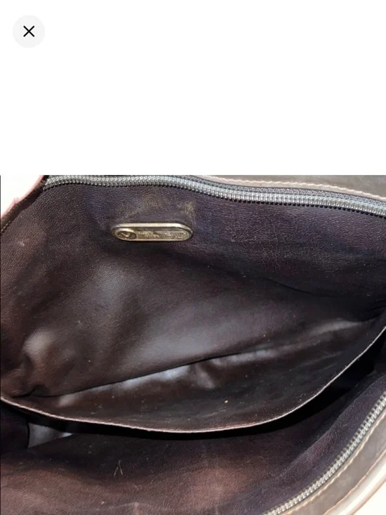 Valentino Garavani Brown Monogram Clutch with Gold V Emblem - Picture 4 of 7